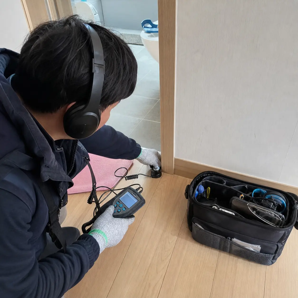 누수탐지 현장 시공 사진 1